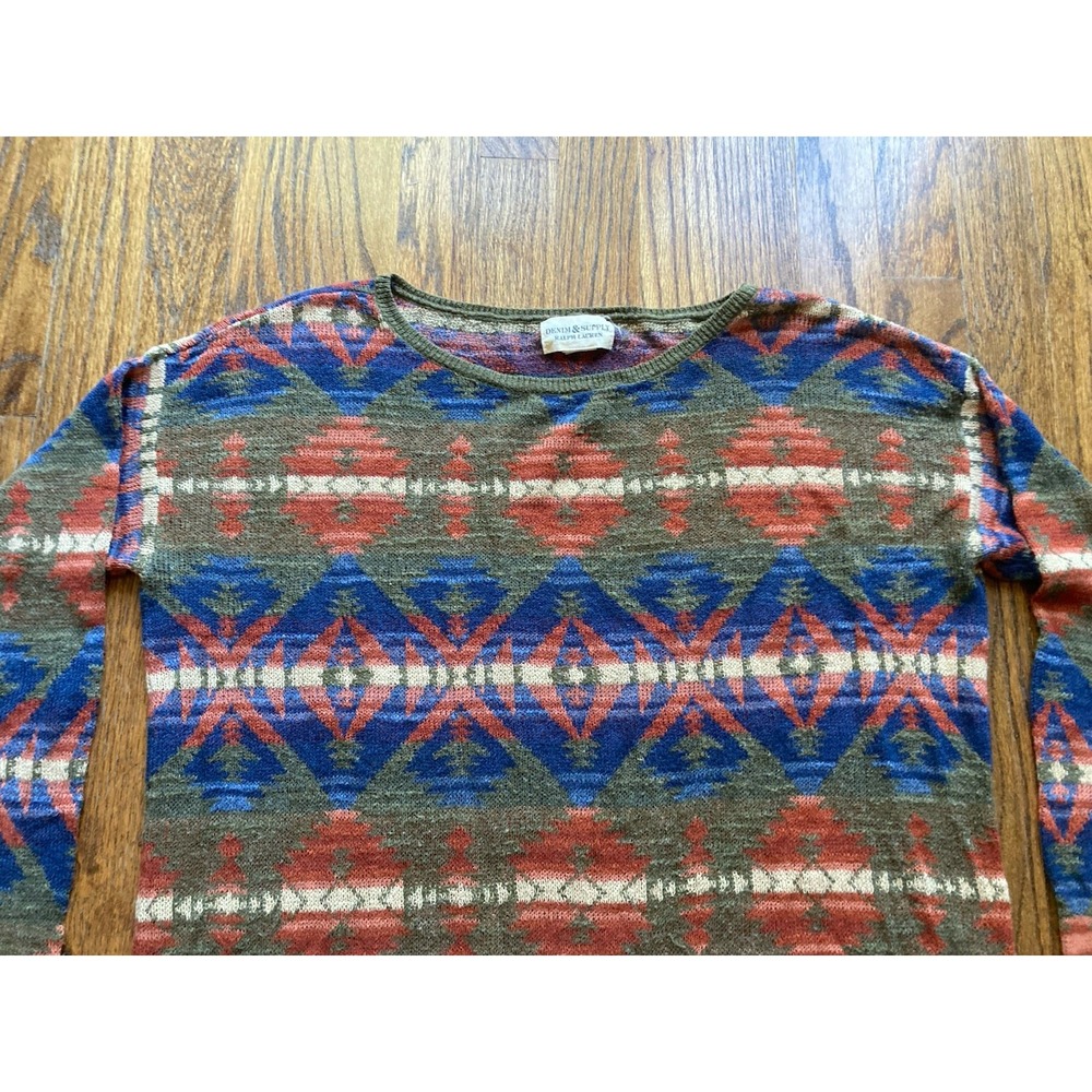 Ralph Lauren Denim & Supply Sweater Womens Small Cotton Blend Southwestern Aztec - Picture 2 of 9